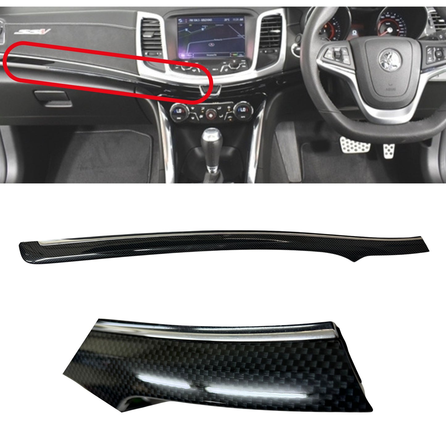 VF Commodore Dash Trim Carbon silver