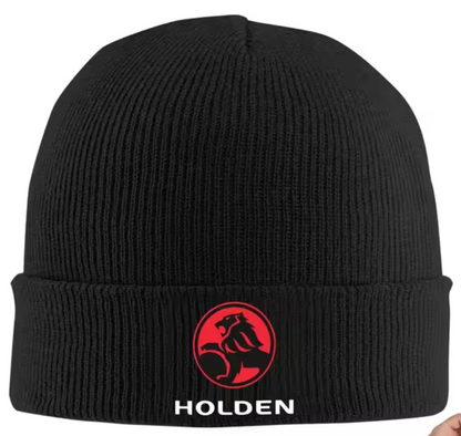 Black beanie with Holden logo on a white background