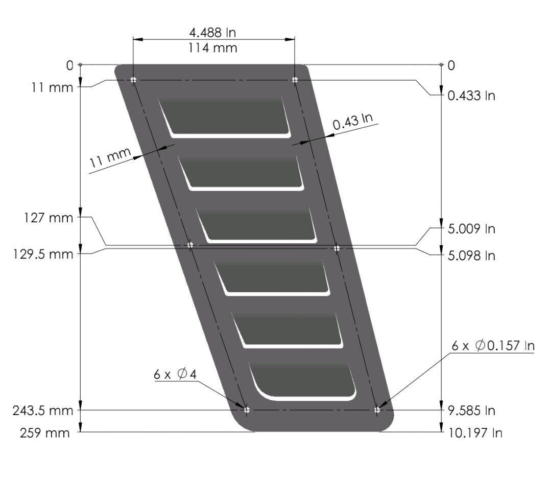 Universal Custom Black Aluminium Bonnet Vents / Hood Louvers - Powder Coated Finish