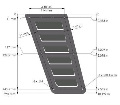 Universal Custom Black Aluminium Bonnet Vents / Hood Louvers - Powder Coated Finish